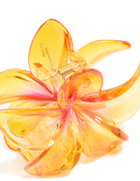 Dark Orange Ombre Frangipani Flower Claw Clip - link has visual effect only