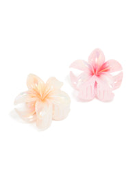 Pink & Yellow Frangipani Flower Medium Claw Clips 2-Pack - link has visual effect only