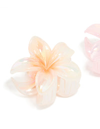 Pink & Yellow Frangipani Flower Medium Claw Clips 2-Pack - link has visual effect only