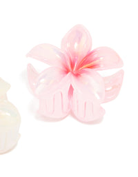 Pink & Yellow Frangipani Flower Medium Claw Clips 2-Pack - link has visual effect only