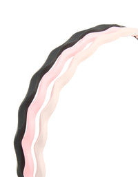 Black & Pink Wavy Basic Headbands 3-Pack - link has visual effect only