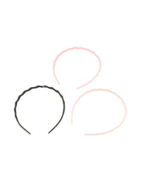 Black & Pink Wavy Basic Headbands 3-Pack - link has visual effect only