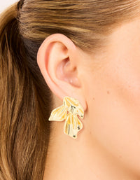 Gold Plated Brass Flower Mirror Statement Earrings - link has visual effect only