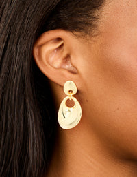 Gold Plated Molten Oval Drop Earrings - link has visual effect only
