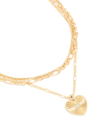 Gold Plated Heart Chain Layered Necklace - link has visual effect only