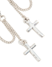 Antique Silver Chain Cross Drop Earrings - link has visual effect only
