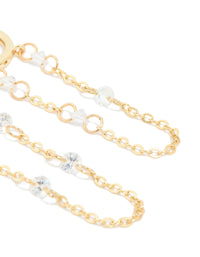 Gold Plated Cubic Zirconia Chain Huggie Earrings - link has visual effect only