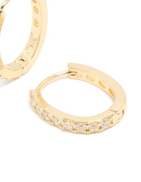 Gold Plated Cubic Zirconia Lovely Hoop Earrings - link has visual effect only