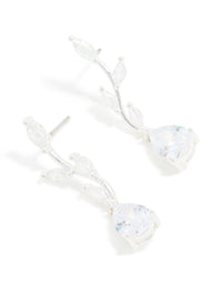 Silver Plated Cubic Zirconia Lovely Pear Vine Earrings - link has visual effect only
