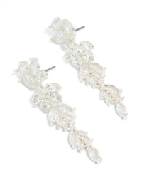 Silver Plated Cubic Zirconia Dazzling Leaf Drop Earrings - link has visual effect only