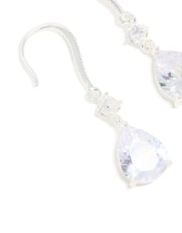 Silver Plated Radiant Cubic Zirconia Hook Earrings - link has visual effect only
