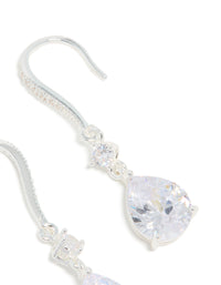 Silver Plated Radiant Cubic Zirconia Hook Earrings - link has visual effect only