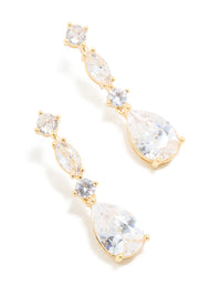 Gold Plated Mini Cubic Zirconia Fancy Drop Earrings - link has visual effect only