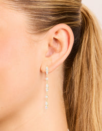 Gold Plated Thin Cubic Zirconia Razzle Drop Earrings - link has visual effect only