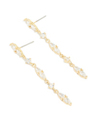 Gold Plated Thin Cubic Zirconia Razzle Drop Earrings - link has visual effect only