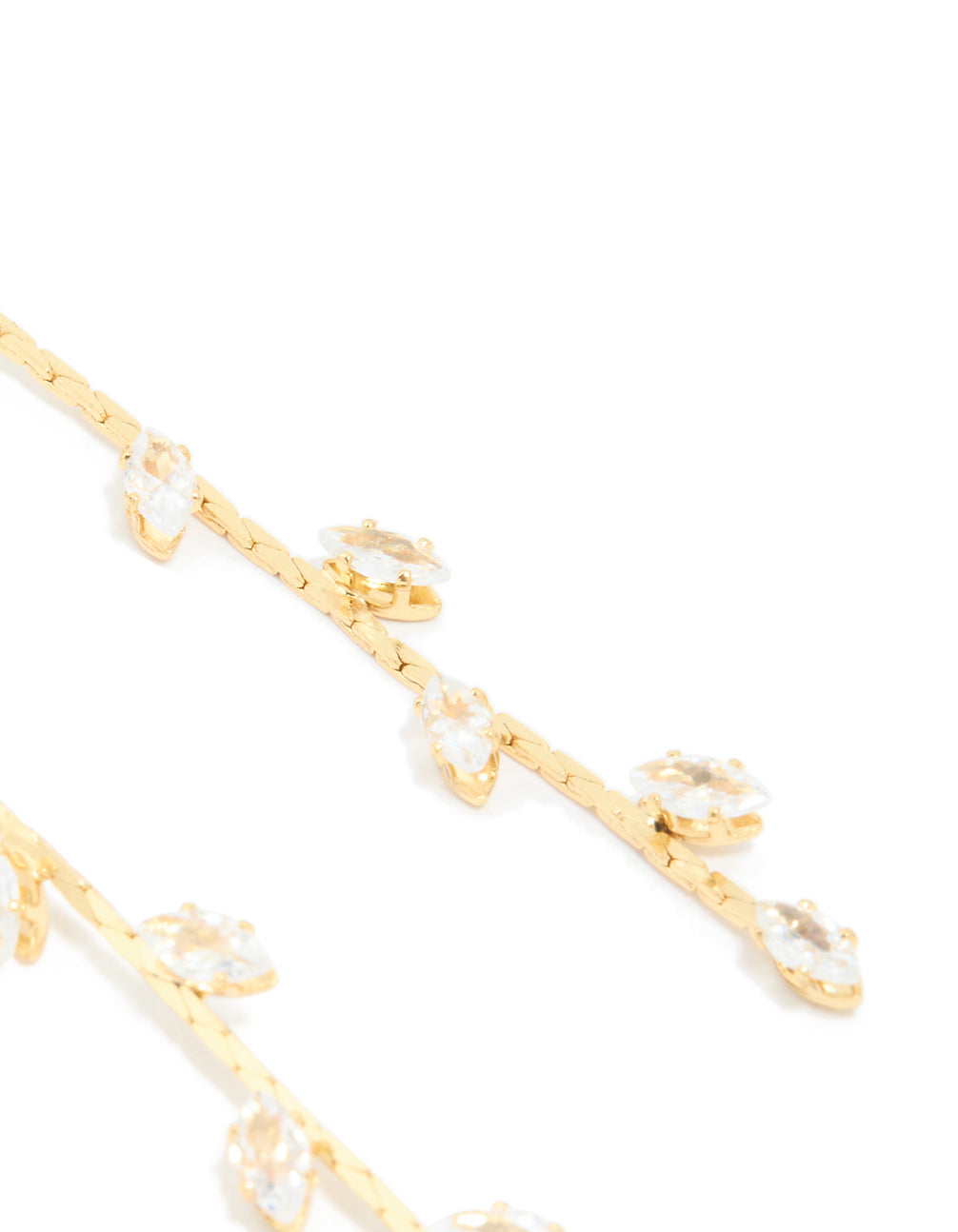 Gold Plated Cubic Zirconia Gleaming Leaf Drop Earrings