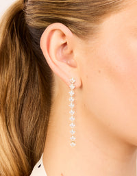 Gold Plated Cubic Zirconia Long Floral Drop Earrings - link has visual effect only