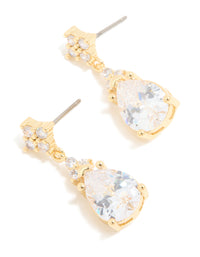 Gold Plated Cubic Zirconia Drop Earrings - link has visual effect only