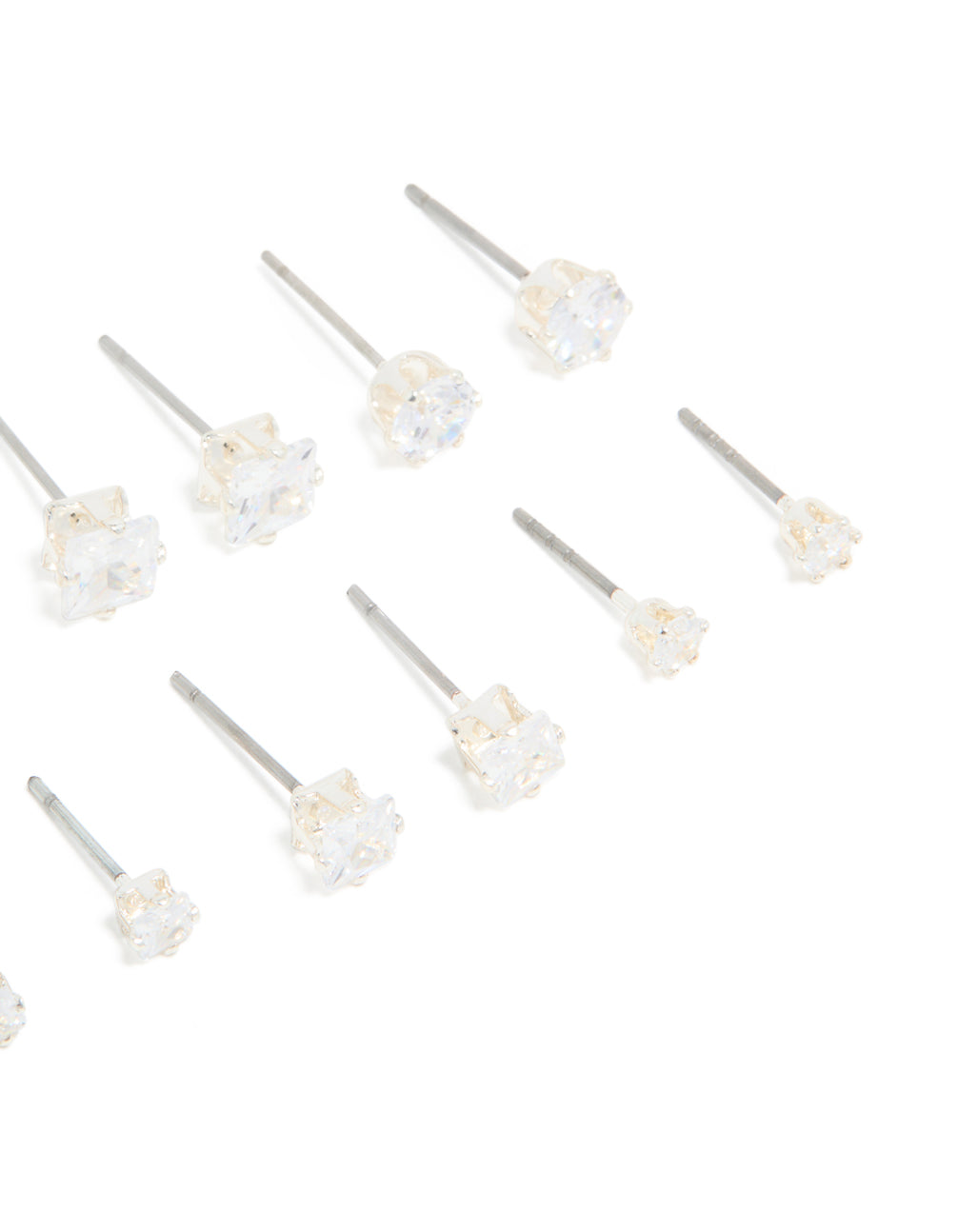 Silver Plated Stud Earrings 6-Pack