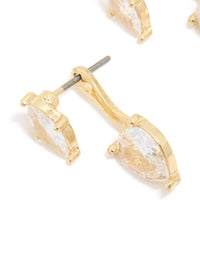 Gold Plated Cubic Zirconia Pear Ear Jacket Earrings - link has visual effect only