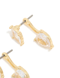 Gold Plated Cubic Zirconia Pear Ear Jacket Earrings - link has visual effect only