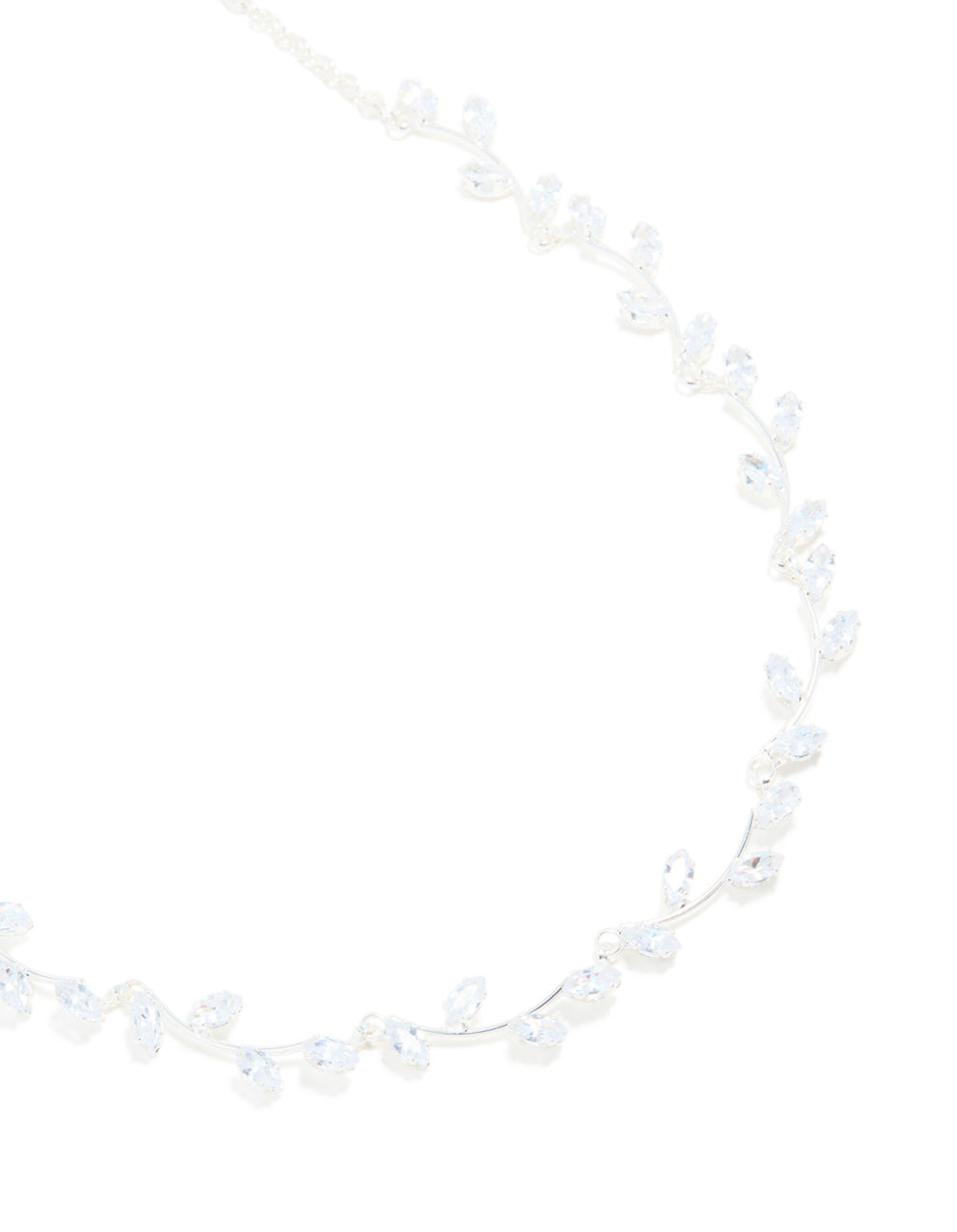 Silver Plated Cubic Zirconia Floral Vine Necklace