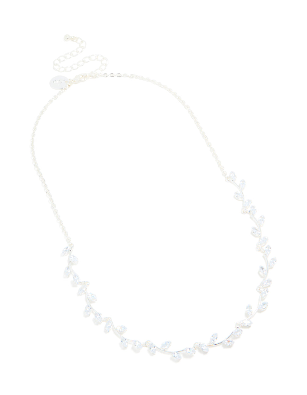 Silver Plated Cubic Zirconia Floral Vine Necklace
