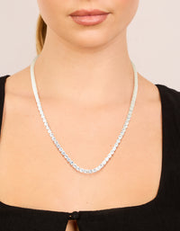 Silver Plated Cubic Zirconia Tennis Necklace - link has visual effect only