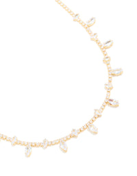 Gold Plated Cubic Zirconia Large Marquise Droplets Necklace - link has visual effect only
