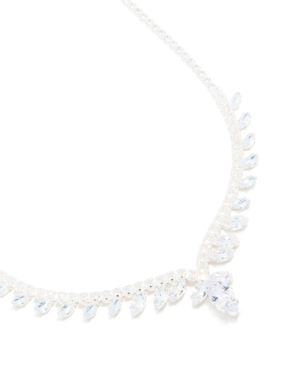 Silver Plated Cubic Zirconia Dazzling Pear Statement Necklace