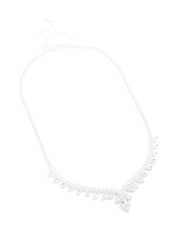 Silver Plated Cubic Zirconia Dazzling Pear Statement Necklace - link has visual effect only
