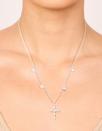 Silver Plated Cubic Zirconia Floating Cross Pendant Necklace - link has visual effect only