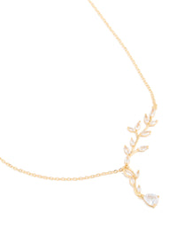 Gold Plated Cubic Zirconia Vine Pear Necklace - link has visual effect only