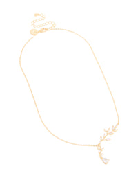 Gold Plated Cubic Zirconia Vine Pear Necklace - link has visual effect only