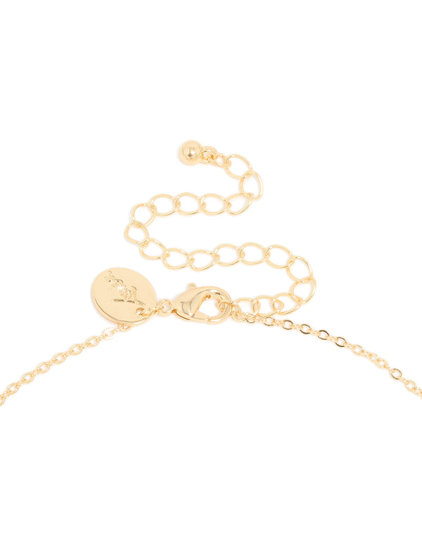 Gold Plated Cubic Zirconia Vine Pear Necklace
