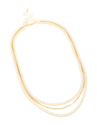 Gold Plated Cubic Zirconia Tennis Layered Necklace - link has visual effect only