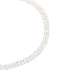 Silver Plated Cubic Zirconia Tennis Layered Bracelet - link has visual effect only