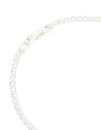 Silver Plated Cubic Zirconia Rectangular Tennis Bracelet - link has visual effect only