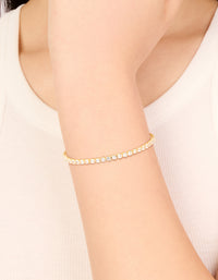 Gold Plated Cubic Zirconia Feminine Tennis Bracelet - link has visual effect only