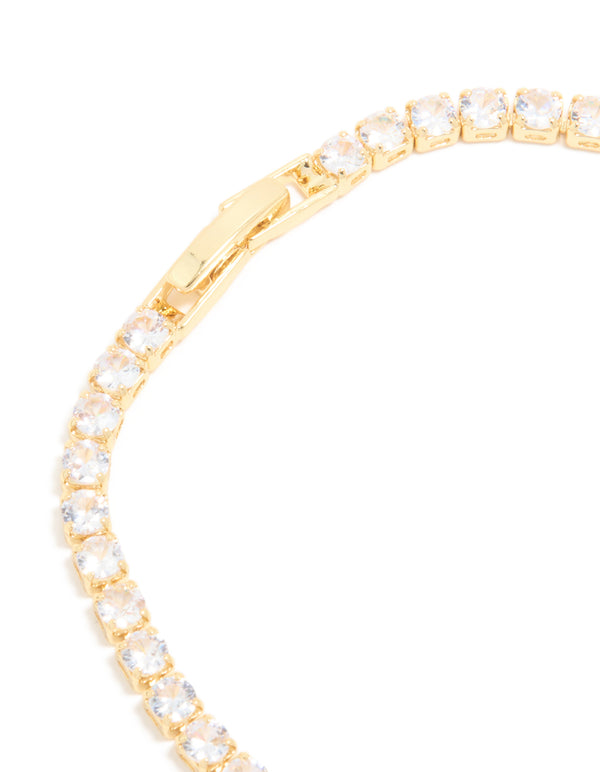 Gold Plated Cubic Zirconia Feminine Tennis Bracelet
