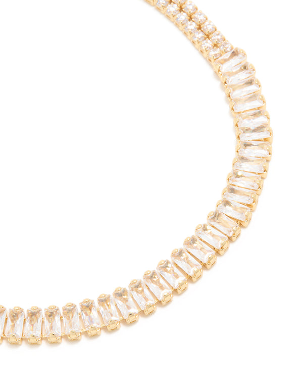 Gold Plated Cubic Zirconia Elegant Tennis Bracelet