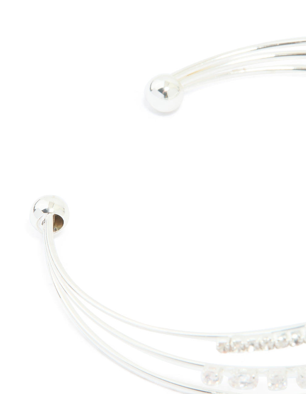 Silver Plated Cubic Zirconia Layered Wrist Cuff