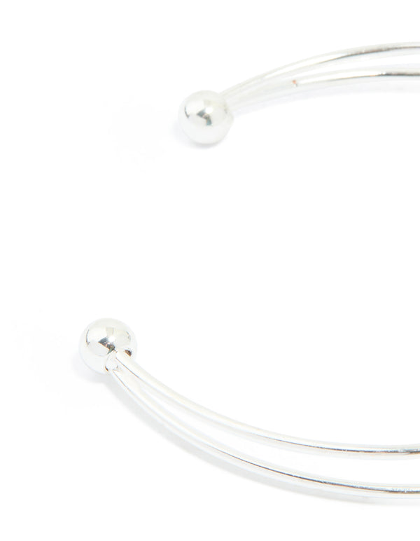 Silver Plated Cubic Zirconia Layered Pear Wrist Cuff