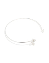 Silver Plated Cubic Zirconia Modern Cross Wrist Cuff - link has visual effect only
