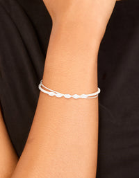 Silver Plated Cubic Zirconia Criss-Cross Wrist Cuff - link has visual effect only