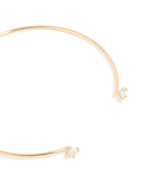 Gold Plated Cubic Zirconia Simple Wrist Cuff - link has visual effect only