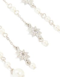 Silver Diamate & Pearl Celestial Drop Earrings - link has visual effect only