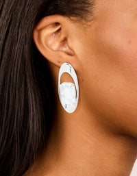 Silver Diamante Oval Stud Earrings - link has visual effect only
