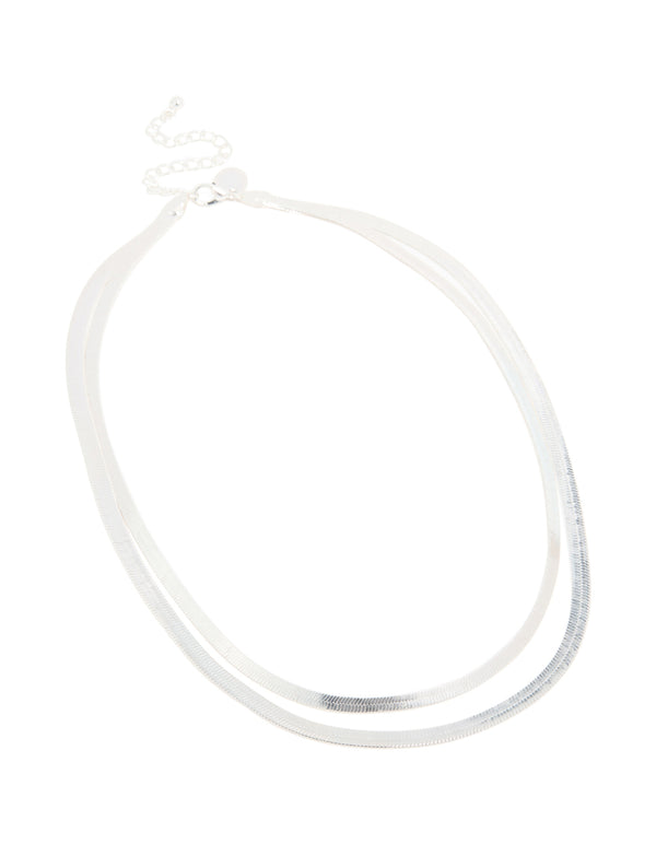 Silver Thick Snake Chain Layered Necklace
