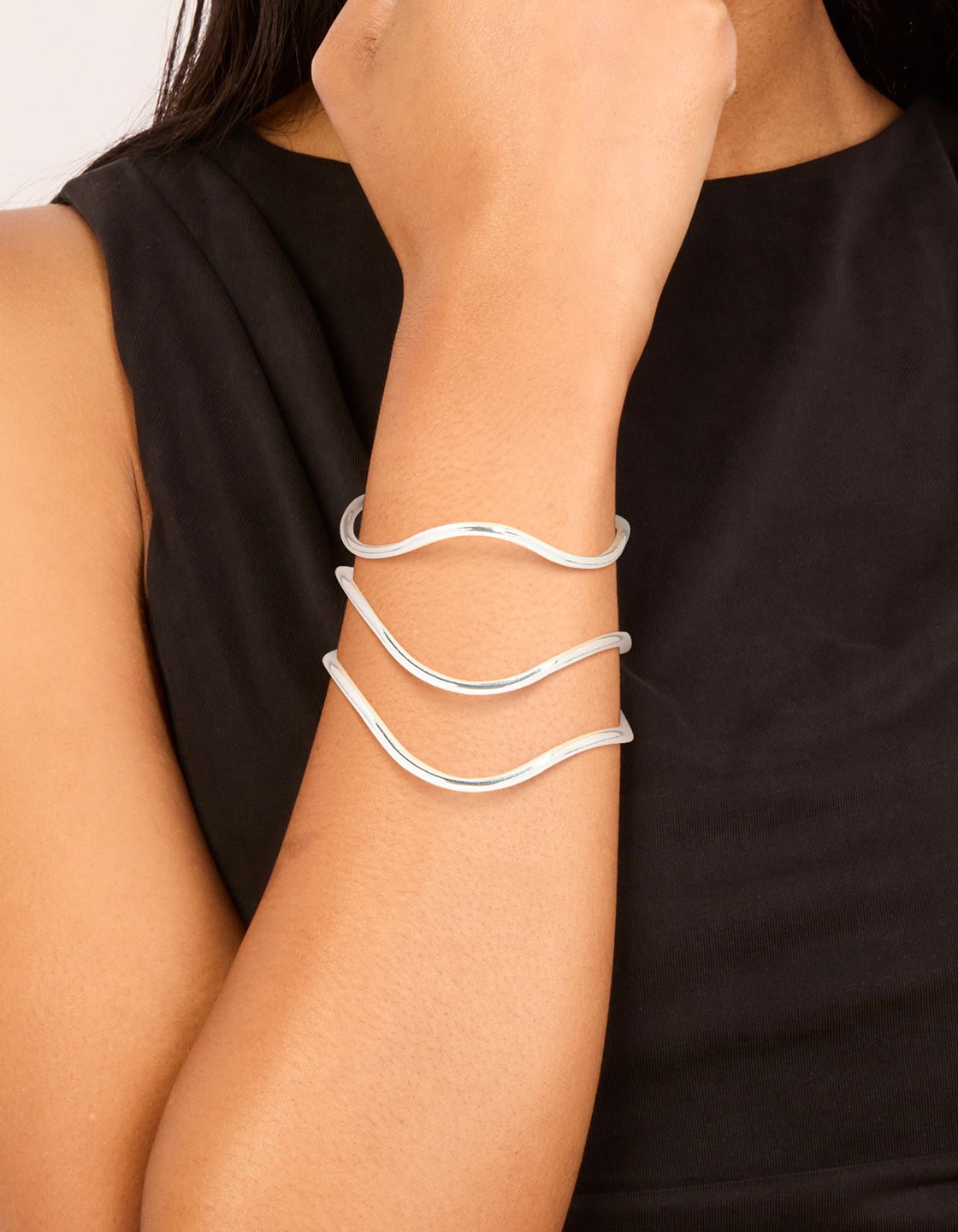 Silver Triple Squiggle Wrist Cuff